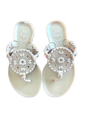 Jack Rogers Toddler Girls Size 9 Sandals Gold Summer Medallion Thong Shoes